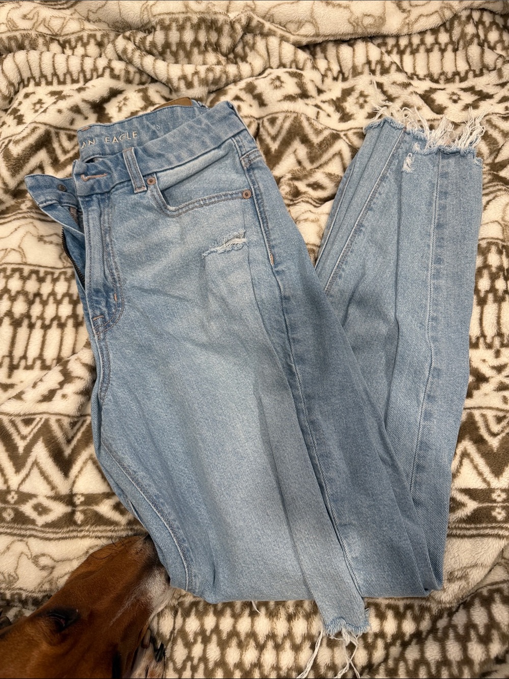 American Eagle Outfitters Pale Blue High-Rise Straight Jeans